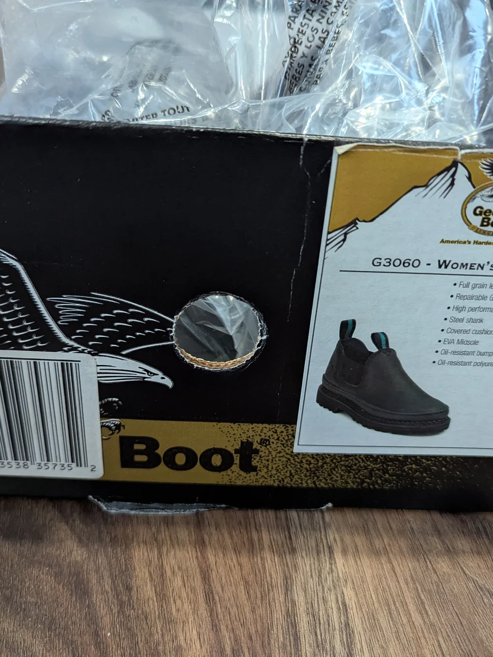 Women's Georgia Boot Black Leather Slip-On Work Boots